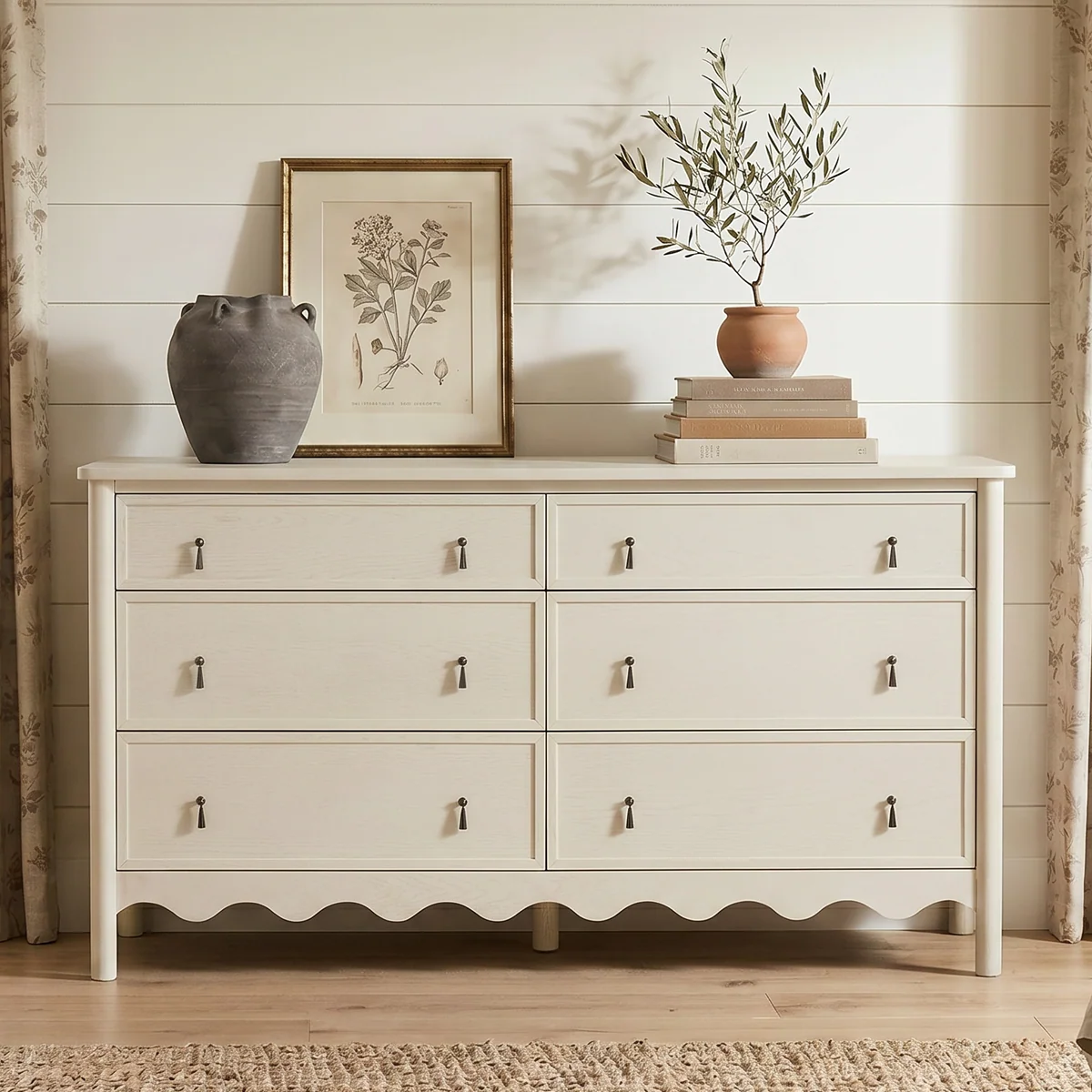 Co. House Designs Onda Cream Oak 6-Drawer Dresser